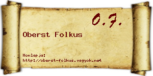 Oberst Folkus névjegykártya
